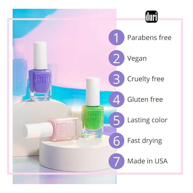 duri Nail Polish, 674 When In Rome, Soft Lavender Blue, Creamy, Full Coverage, Glossy Finish, Lasting, 0.45 Fl Oz