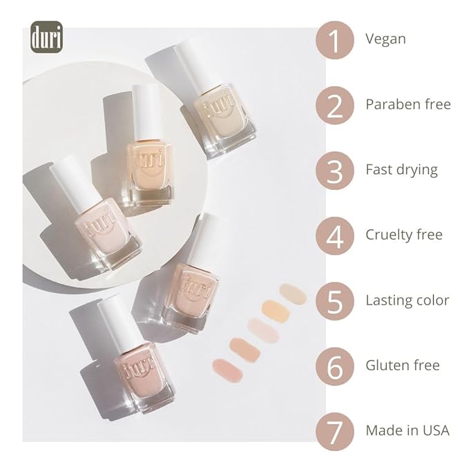 duri 4 Blank Nail Polish, Pure White, Ful Coverage, Quick Drying, Lasting, 0.45 Fl Oz