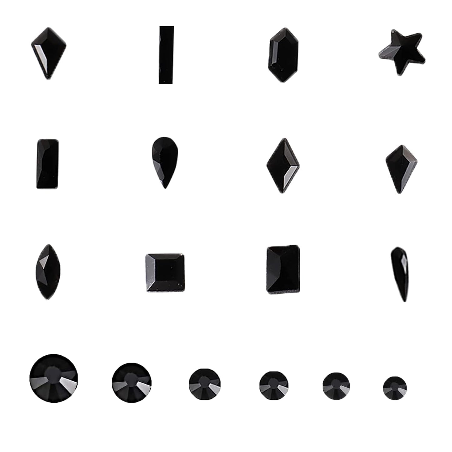 3120Pcs Black Nail Art Rhinestones Crystal,HOINCO 3D Rhinestones Gems Jewels Diamond for Acrylic Nails for Nail Art DIY Crafts with Tweezers and Pen