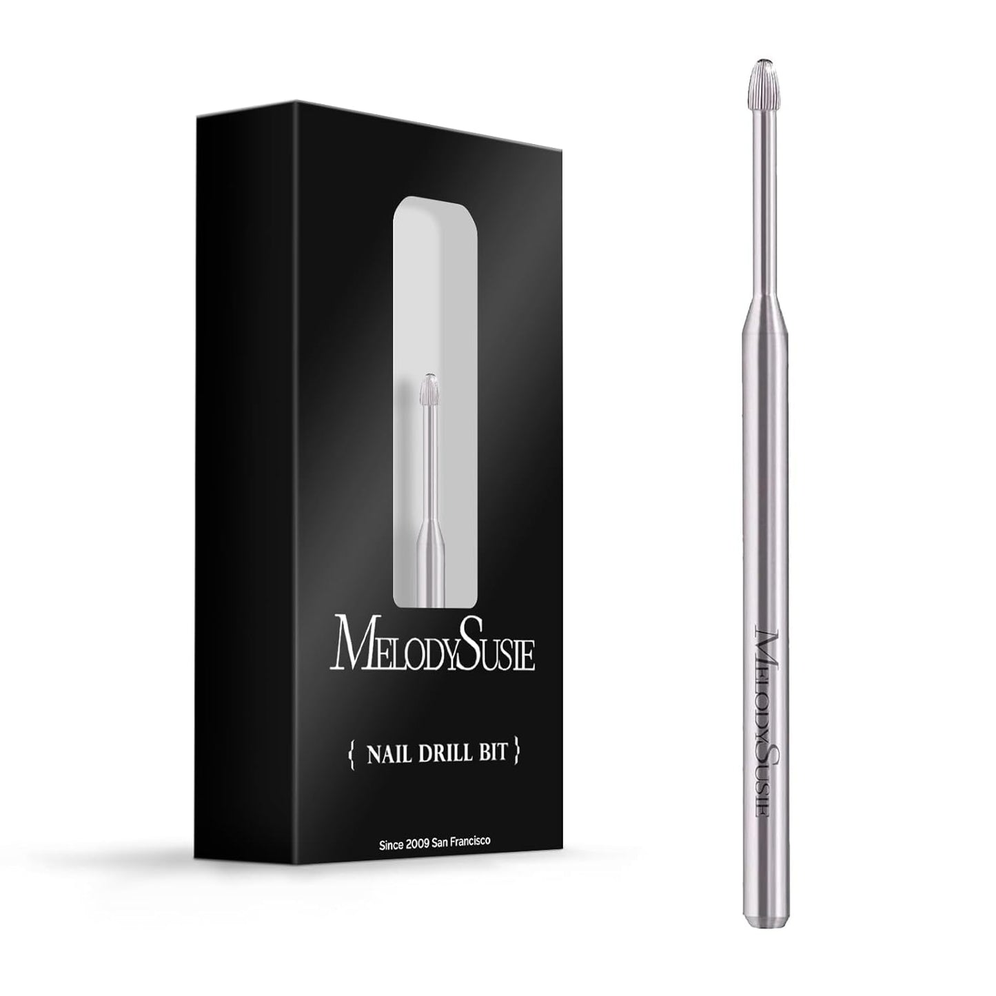 MelodySusie Cuticle Clean Nail Drill Bit 3/32'', Professional Safety Carbide Under Nail Cleaner Nail Bit for Cuticle Dead Skin Nail Prepare, Two Way Rotate, Manicure Nail Salon Supply(Silver, Fine)