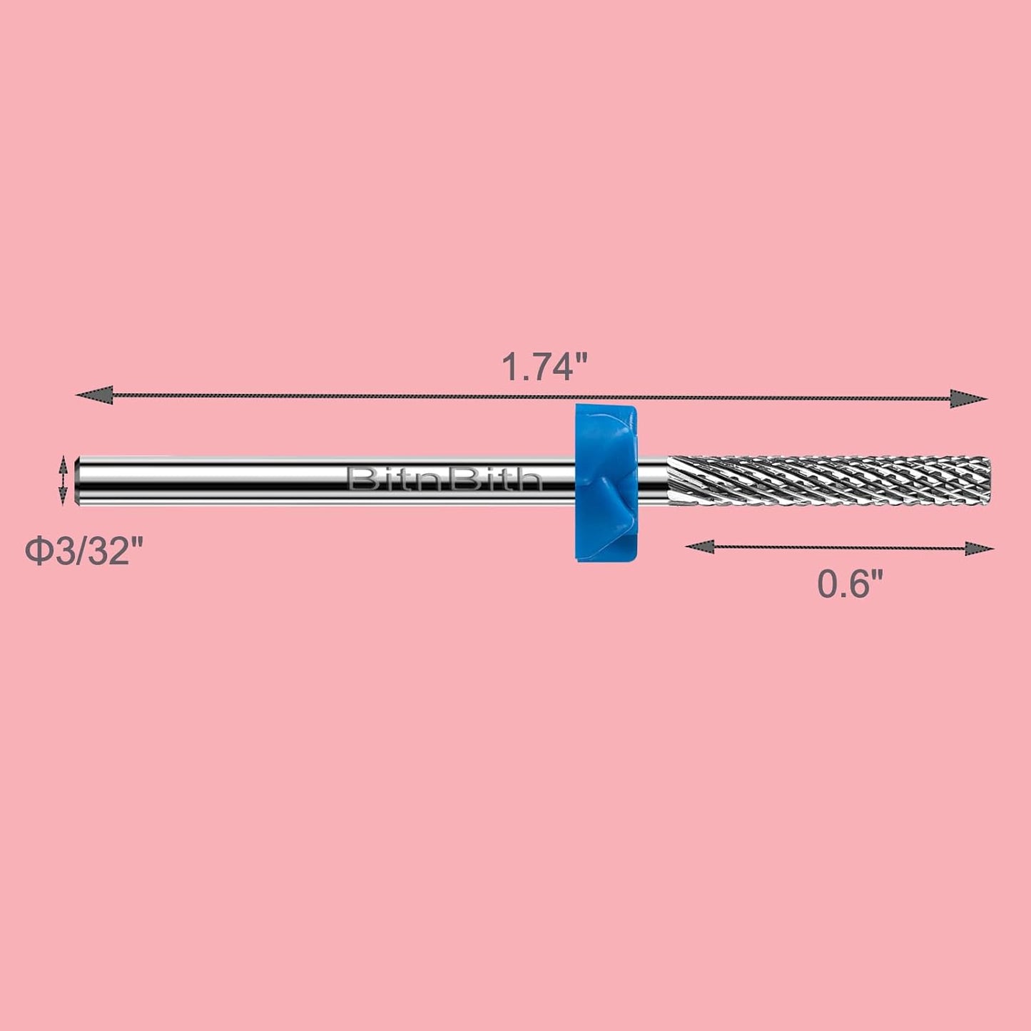 Nail Drill Bit Cuticle Professional Safety Nail Bit Tungsten Carbide Drill Bit 3/32",for Nail Prepare Nail Bed File Dead Skin Cleaning,Manicure 2-Way Rotate Nail Home Salon Supply,Medium