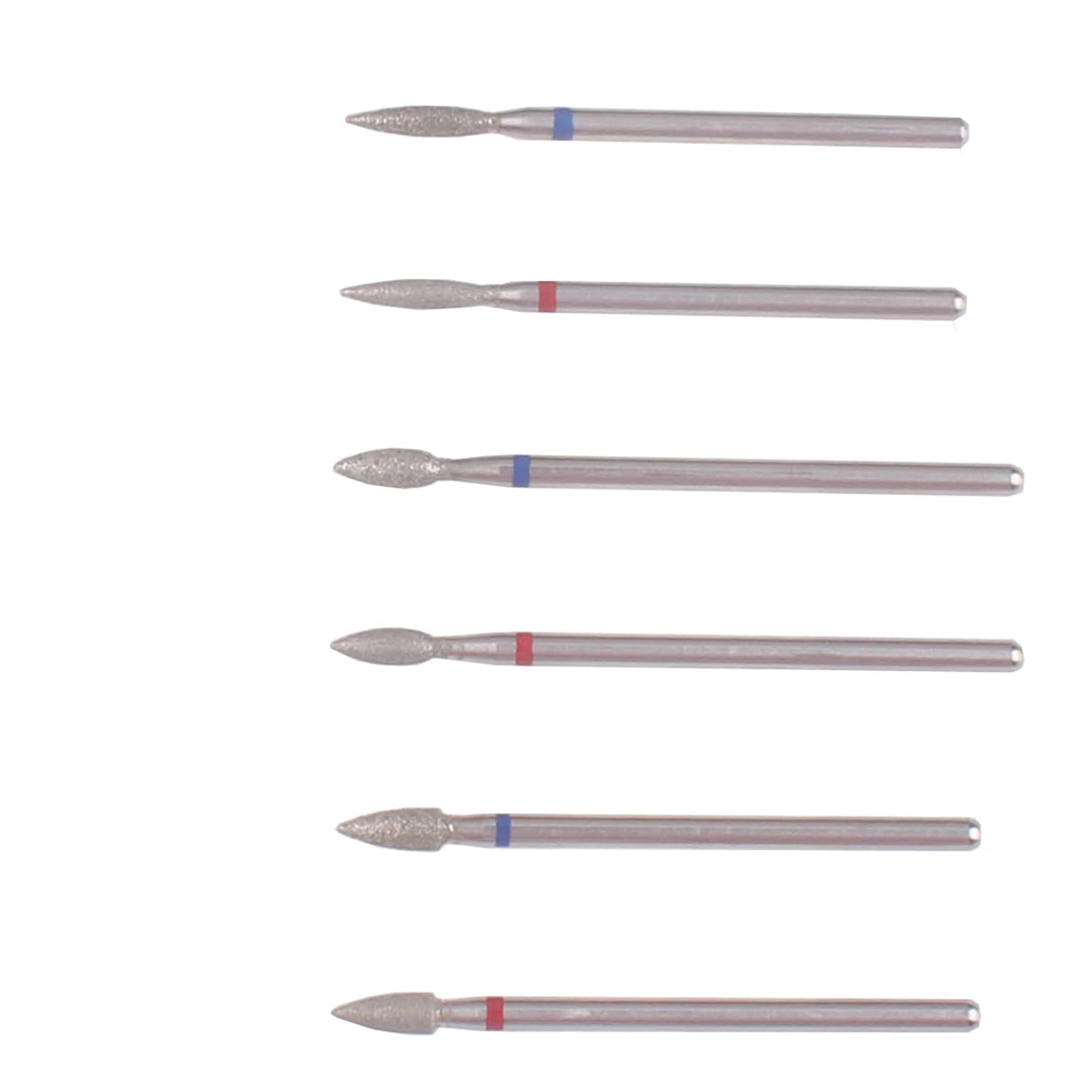 MZCMSL 6pcs Flame Shape Diamond Cuticle Nail Drill Bit, Pro Manicure Drill Bit for Nail Prep, 3/32 Shank efile Bit