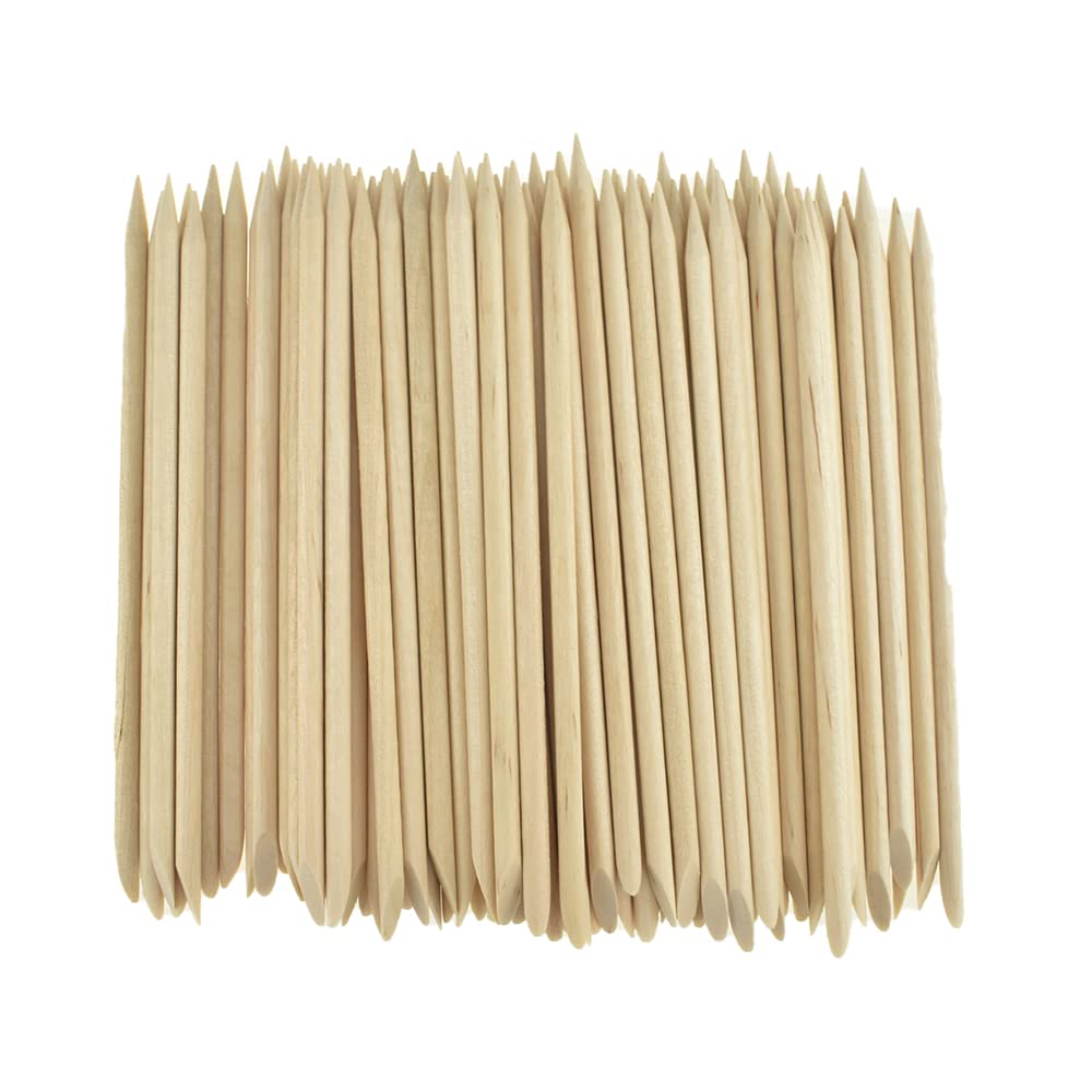 HAHIYO 4.5inches 100PCs Orange Wood Stick for Nail Wooden Nail Cuticle Pusher Stick Double Sided Cuticle Remover Manicure Pedicure Pusher Stick Wood Cuticle Stick for Nail Manicure Tool Nail Cleaning