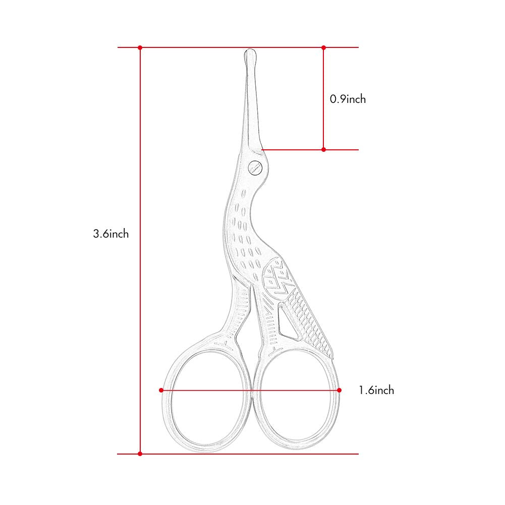 LIVINGO 3.5" Rounded Tip Vintage Stork Scissors, Professional Stainless Steel with Black Titanium Coated, Cuticle Pedicure Beauty Grooming Scissors for Eyebrow, Facial Hair, Dry Skin, Nose Hair