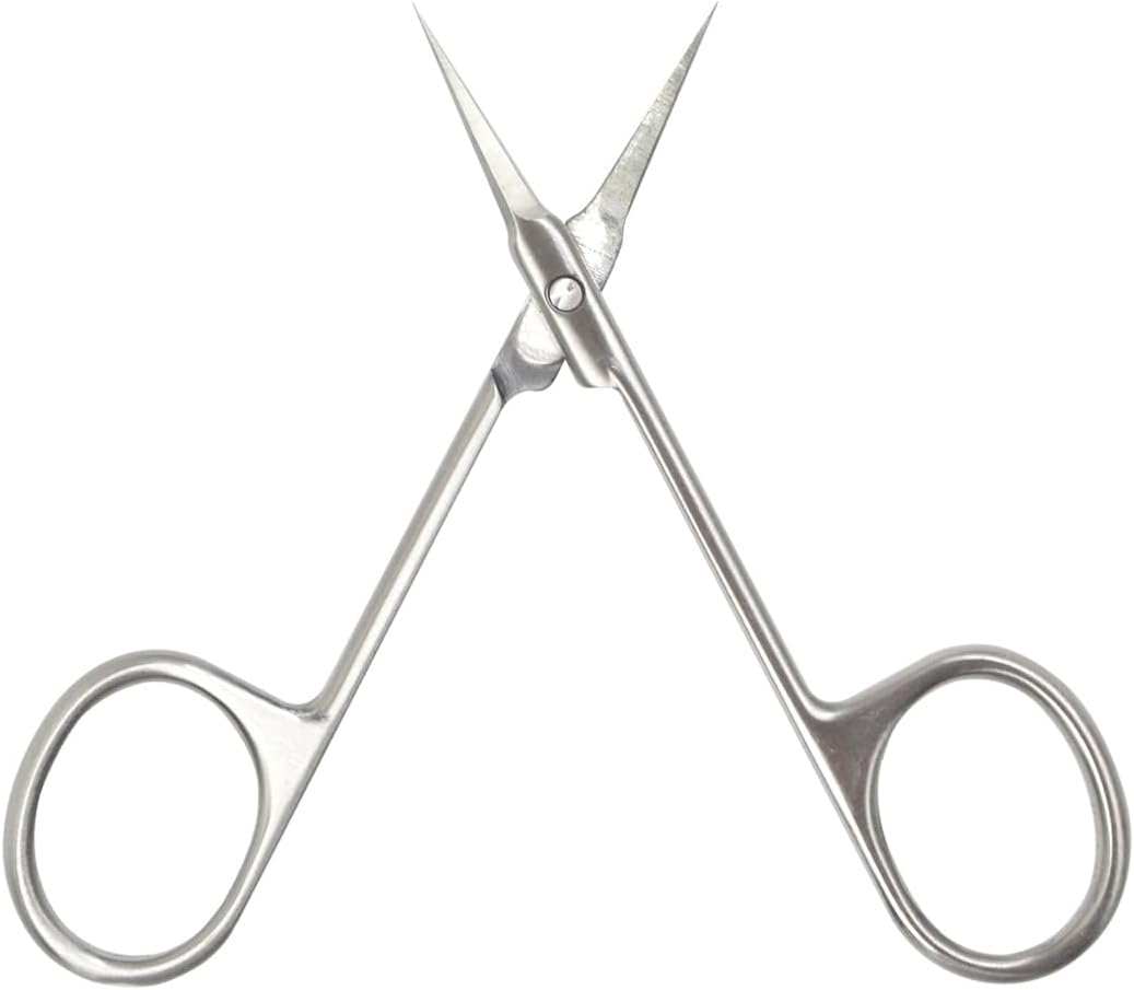 Cuticle Scissors Extra Fine Curved Blade Beauty Scissors for Eyebrow, Eyelash, Manicure, Pedicure and Dry Skin (Curved Tip)