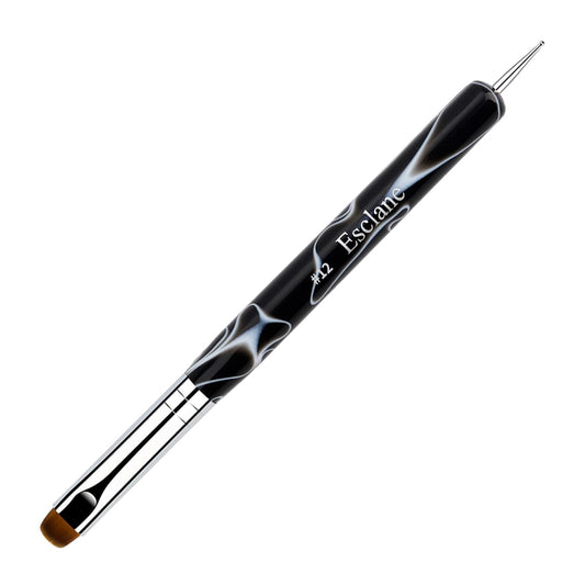 Esclane 2 Way French Nail Brush with Dotting Tool, Black, #12