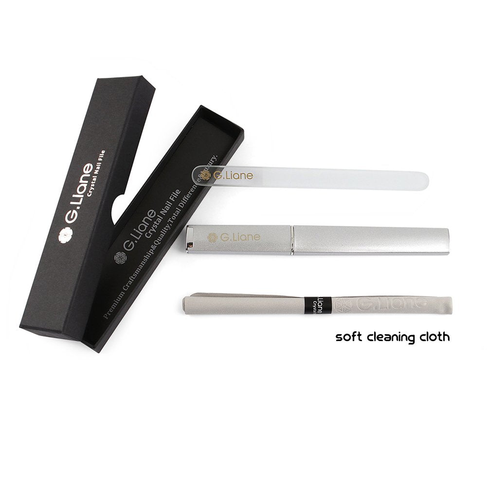 Crystal Glass Nail File Professional Double Sided Etched Crystal Nail File Set for Nail Art & Nail Care Alternative to Metal Nail Files Emery Boards & Buffer(Clear Round)