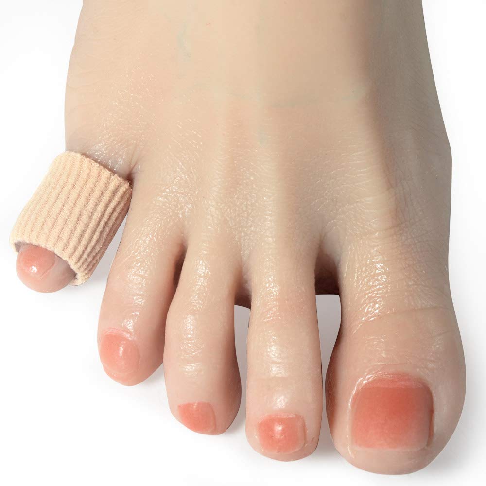 Cuttable Toe Tubes Sleeves 5 Pack Small Size, Made of Elastic Fabric Lined with Silicone Gel. Toes Sleeve Protectors Relief Toe Pressure Pain, Corn and Calluses Remover