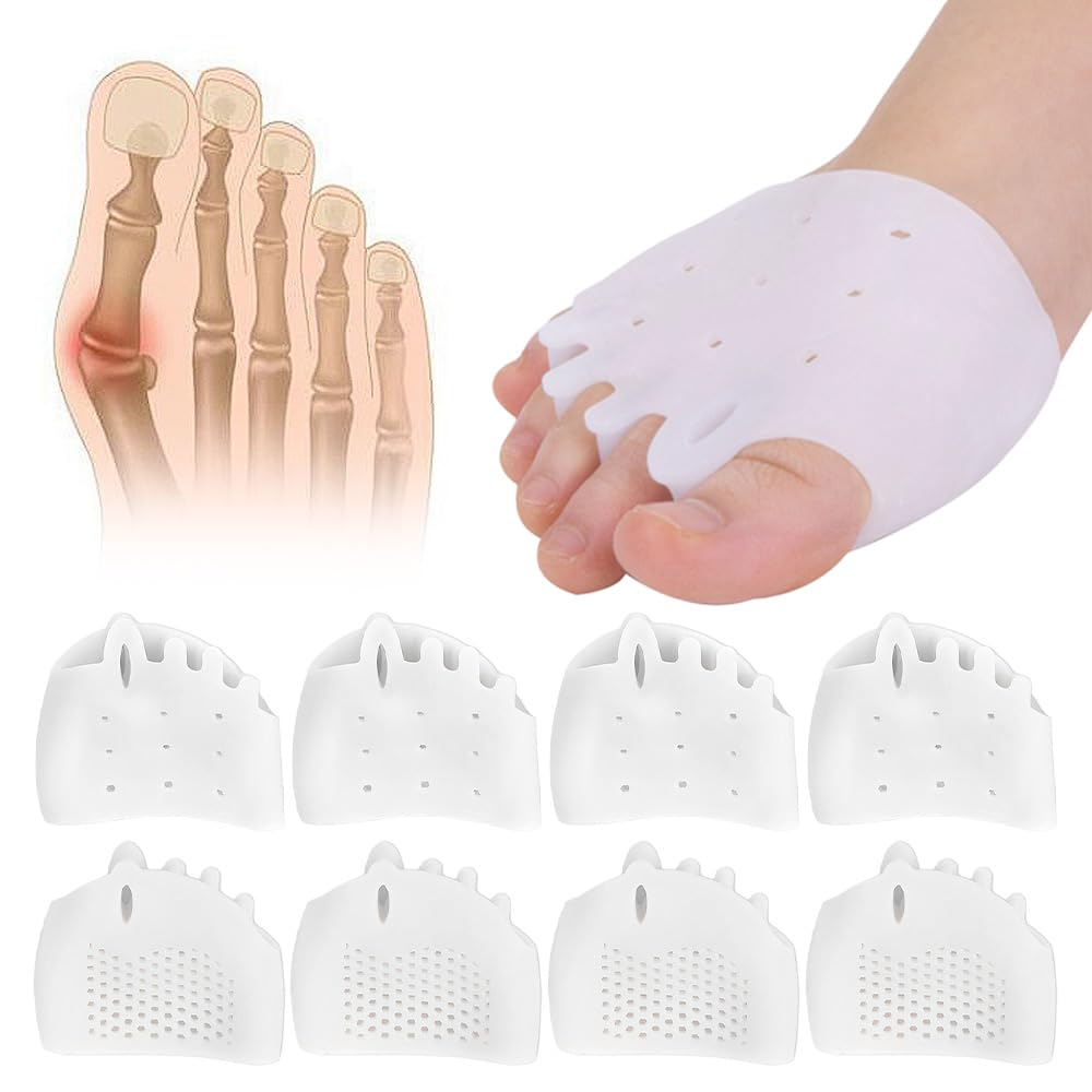 Silicone Toe Separator, 2025 New Toe Spacers Toe Seperators Correct for Overlapping, 4 Pairs Bunion Corrector Cushion, Soft Toe Separators for Women Men (White)