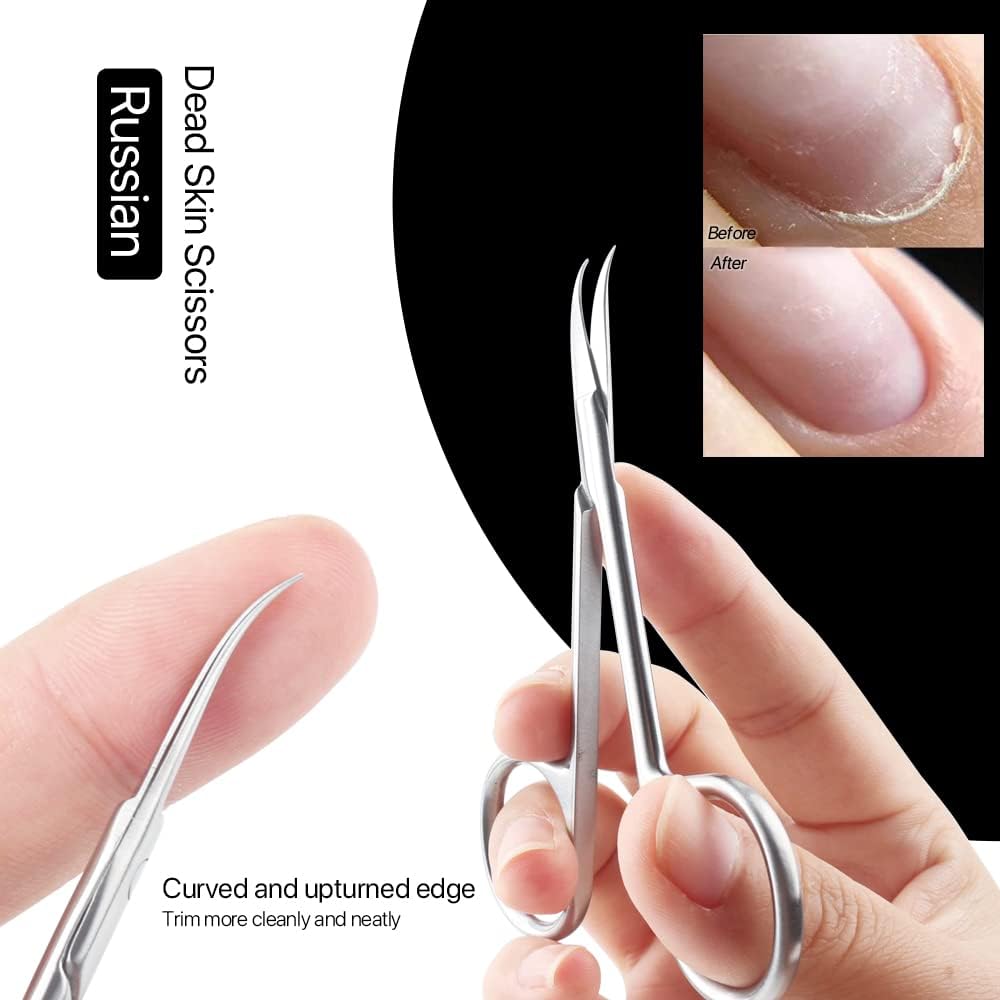 Qunzhao Cuticle Scissors for Women and Men Curved Stainless Steel with Tip Grooming Blades Manicure Nail for Dry Skin Nail Scissors (1)