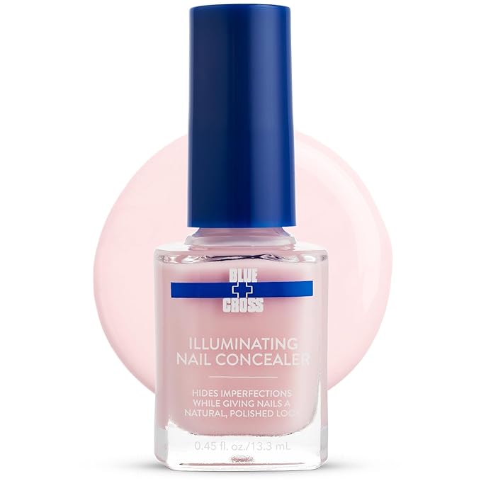 Blue Cross Illuminating Nail Concealer Polish, 5 Minute Manicure, Topcoat & Basecoat Nail Lacquer, Made in USA for Natural Shine, 0.45oz