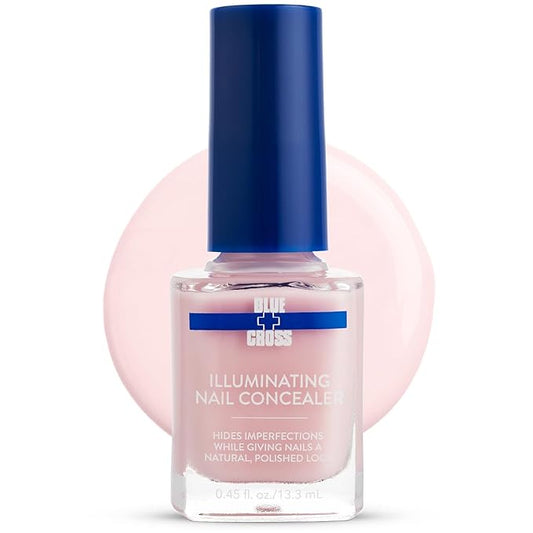 Blue Cross Illuminating Nail Concealer Polish, 5 Minute Manicure, Topcoat & Basecoat Nail Lacquer, Made in USA for Natural Shine, 0.45oz
