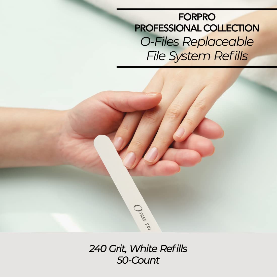 ForPro Professional Collection O-Files Replaceable File System Refills, White, 240 Grit, Manicure Nail File Refills, 3.9" L x .6" W, 50-Count