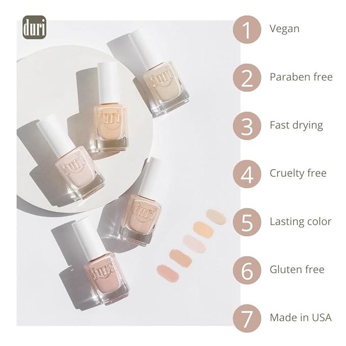duri Nail Polish, 785 Let It Snow, Light Grey Pastel, Full Coverage, Glossy Finish, Fast Drying, Easy to Apply, 0.45 Fl Oz