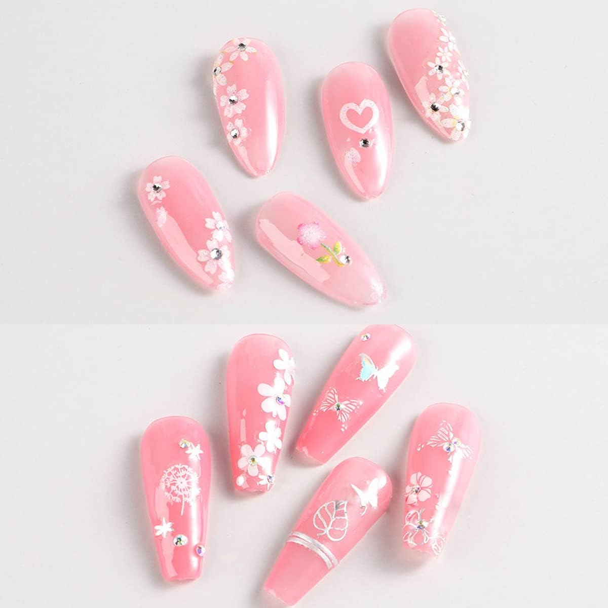 30Sheets Floral Nail Art Stickers Decals 3D Self Adhesive White Flower Designs Nails Supplies White Flower Stickers with Rhinestones Nail Decorations for Women Manicure Transfer Tool Nails Wraps