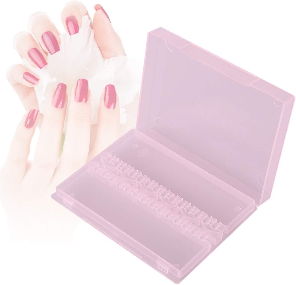 TOPINCN 14-Hole Nail Drill Bit Box, Modern Pink Storage Box for Nail Art Salon & Home Use