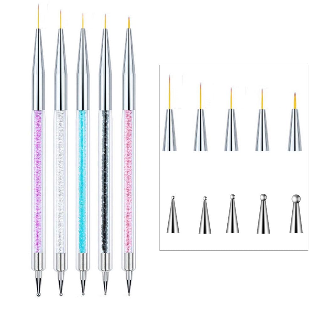 Nail Art Brushes 9Pcs Kit - Painting, Liner, Dotting Tools for Salon