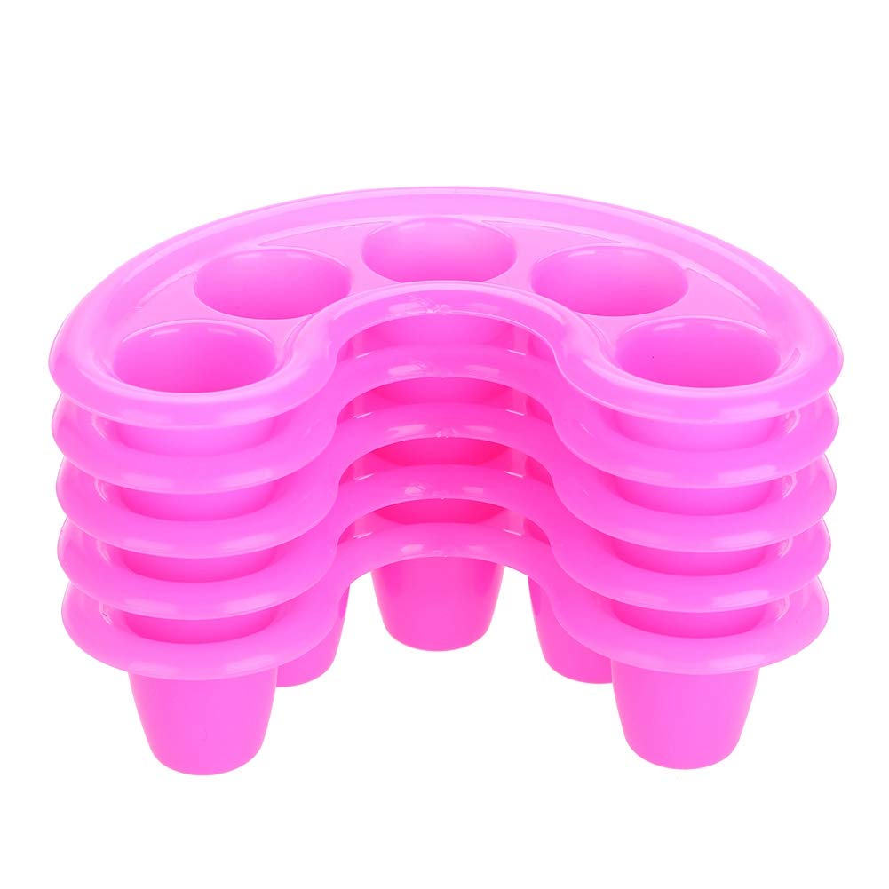 Nail Soaking Bowl, 5Pcs Five Holes Nail Art Tips Hand Soak Bowl Tray Soak Off Bowl Manicure Bowl Treatment Remover Manicure Soaking Tool for Nail Soak Off Nail Polishing, Rose Red