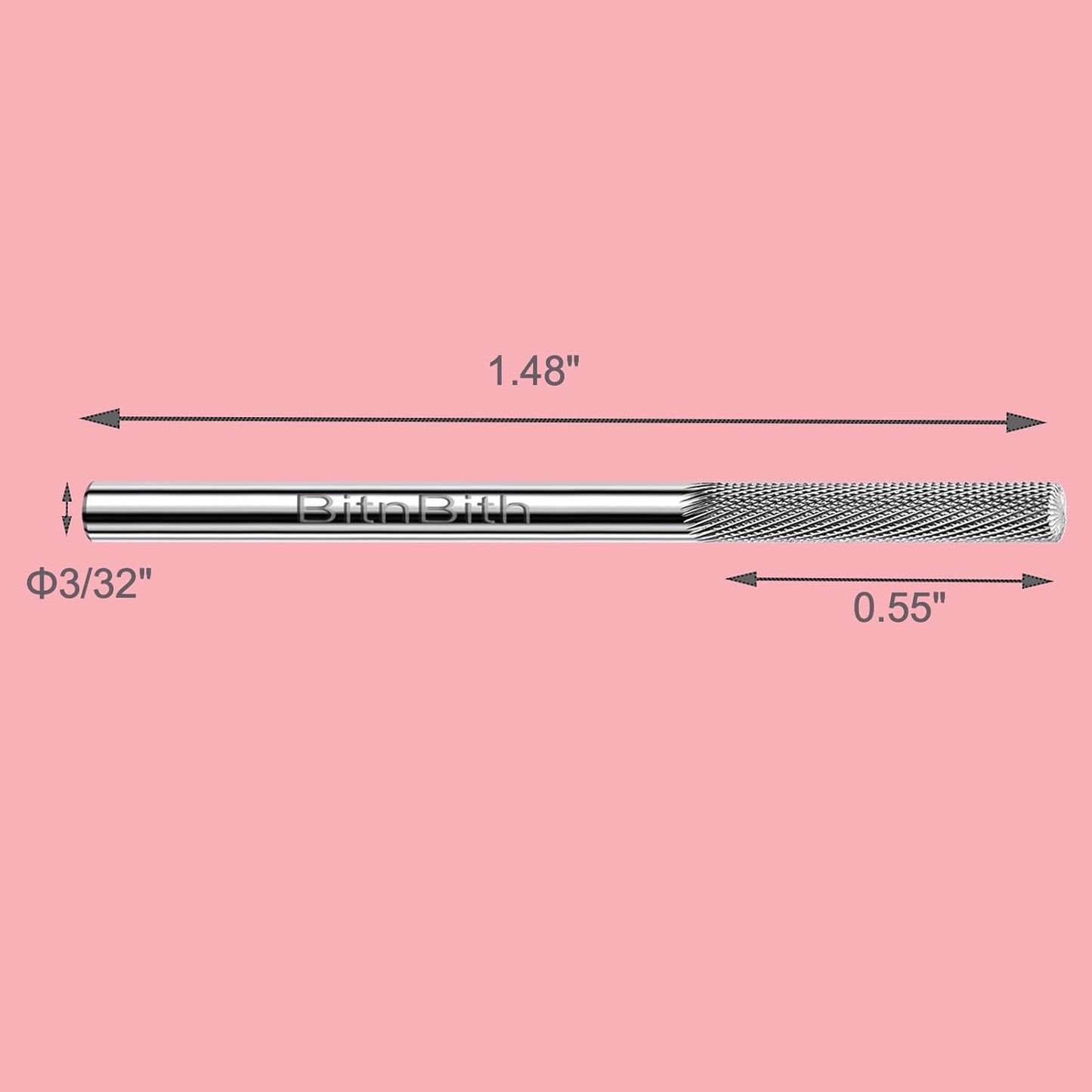 Nail Drill Bit Professional Safety Carbide Nature Nail Buffer Drill Bit 3/32” Cuticle Dead Skin Remover,Nail Prepare Bit Nail Bed File Manicure Two Way Rotate for Home Salon,3XF-Flat