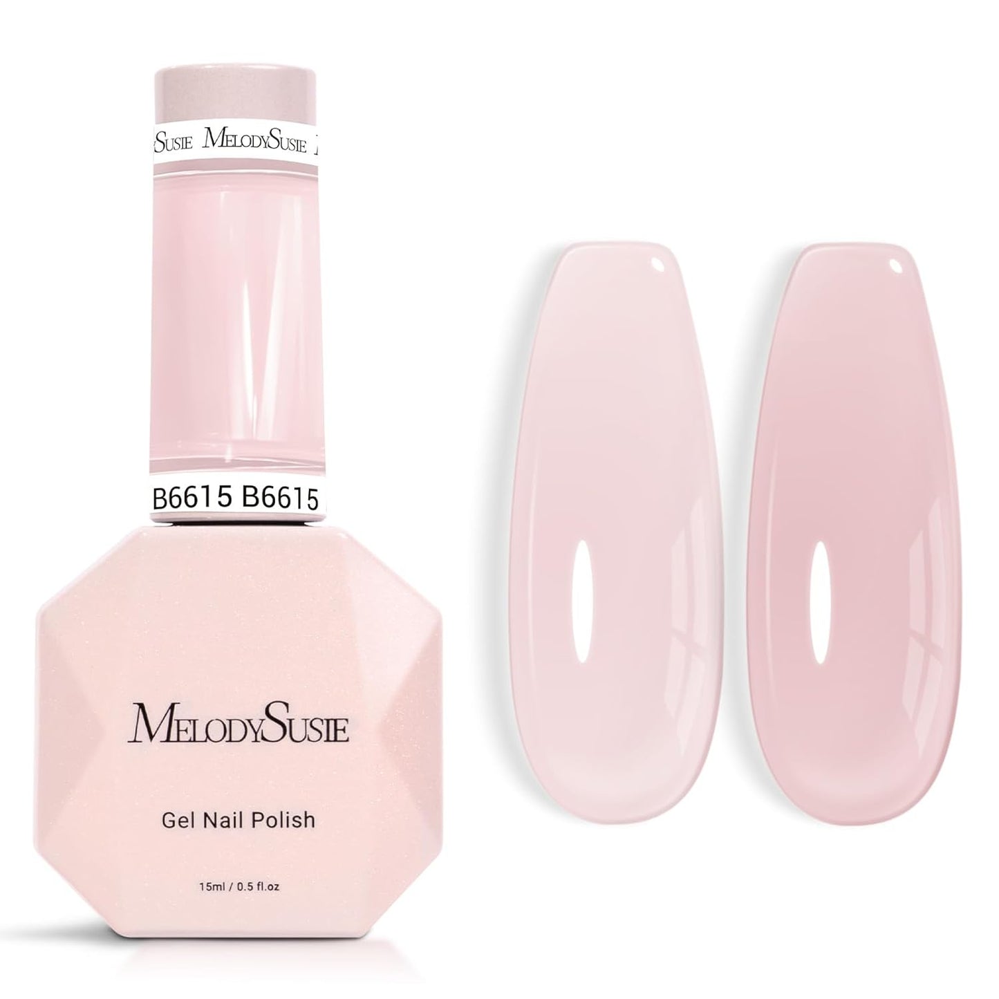 MelodySusie Jeweliver Gel Nail Polish, 0.5Fl.oz Pink Gel Polish Cream Color Soak Off UV LED Light Cure Gift for Women Manicure Nail Art DIY at Home B6615