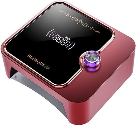 Cordless Rechargeable Nail Lamp 288W, Rechargeable UV Nail Dryer Gel Polish Curing Light with 4 Timers, Knob & Full LCD Display Screen, Magnetic Metal Mirror Base