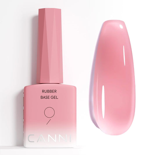 CANNI Rubber Base Gel – 9ml Peach Pink Base Coat Gel, Natural Cover Strengthening for Weak Nails, Soak Off UV LED for DIY Salon Manicure