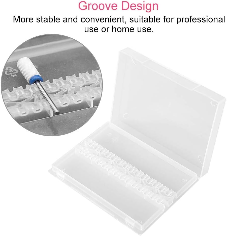 Nail Drill Bit Case, Nail Drill Bit Holder Stand Display Organizer 14 Holes Empty Nail Grinding Organizer Case Nail Art Polishing Grinding Drill Bit Holder Manicure Tool for Home Nail Salon Use