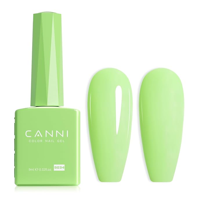 CANNI Pastel Green Gel Nail Polish, 1Pcs Sage Light Green Gel Polish Lime Mint Color High Gloss Soak Off U V Nail Manicure Salon DIY