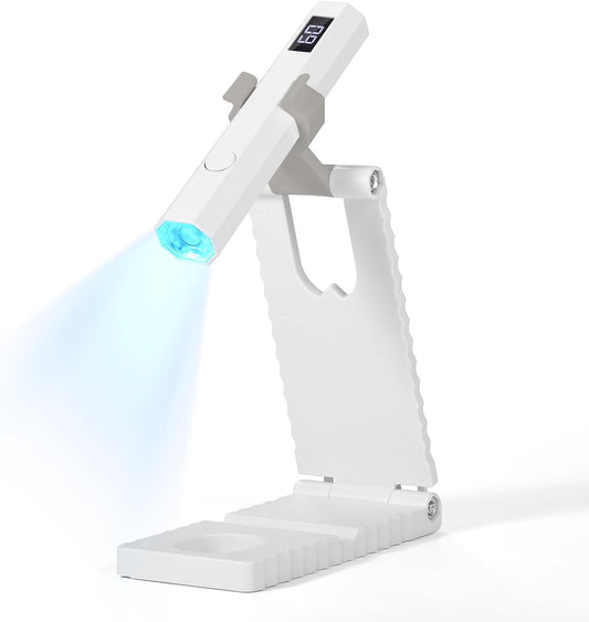SAVILAND Essentials Hands-Free UV Nail Lamp with Stand: Flash Cure Lamp with 20s/60s Countdown Timer LCD Display 200 mAh Rechargeable LED Nail Light for Gel Nails Polish Rhinestone Decoration DIY Home