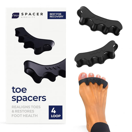 The Toe Spacer from Spacer Mobility, Recovery from the Ground Up, Correct Bunions, Plantar Fasciitis, & Correct Toes | Unisex Therapeutic Toe Spacer - Relieve Foot Pain and Tension | 4-Loop (4-Loop)