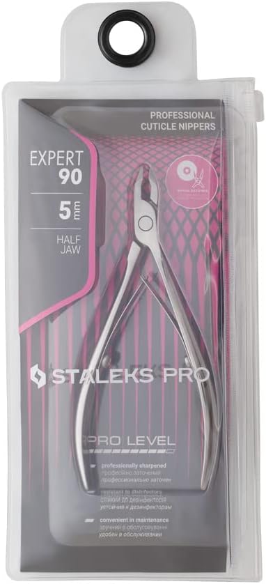 STALEKS PRO Expert 90 5mm Professional Cuticle Nippers – Stainless Steel Skin Nippers for Manicure