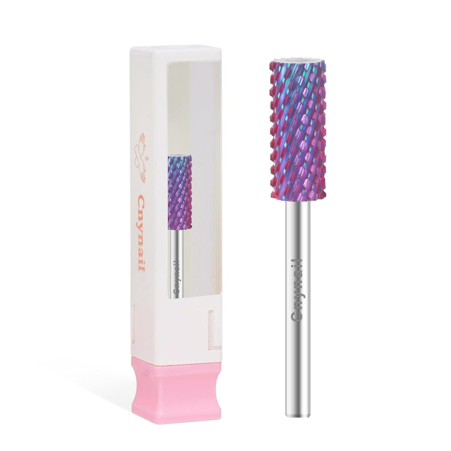 3/32" Small 5.35MM Barrel Bit Tungsten Carbide Nail Drill Bit Safety Bit for Gel & Acrylic Removal, 2- Way Rotating Efile Tip, Salon Electric File Accessory (XC Girt, Purple)