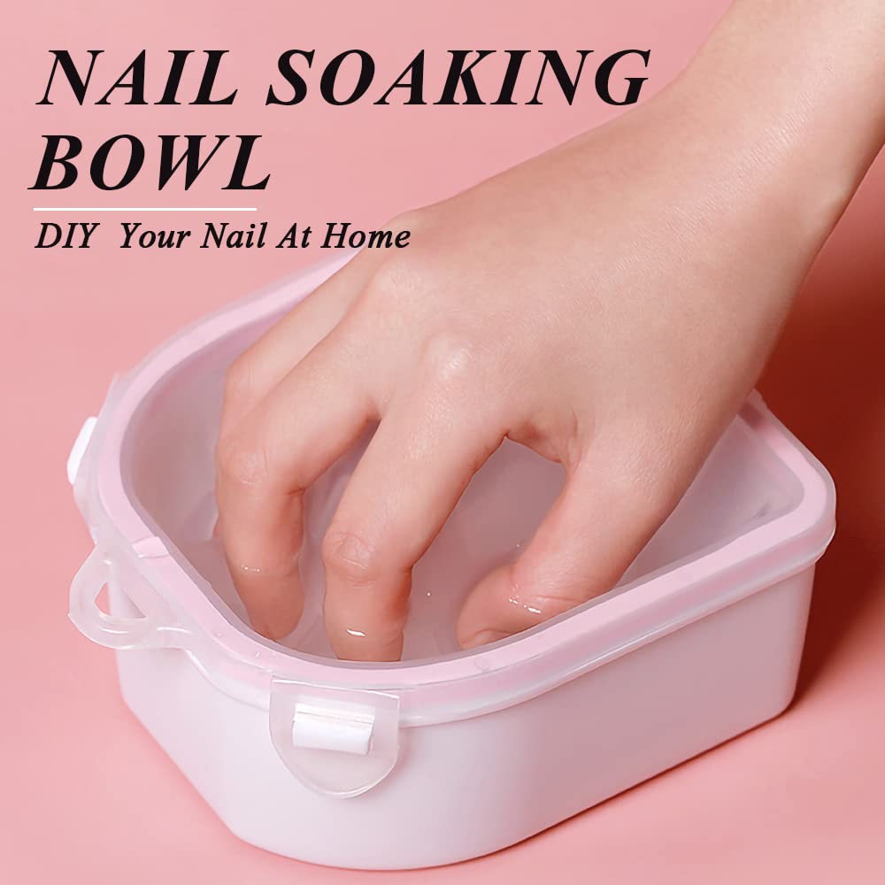 Nail Soaking Bowl, Gel Nail Polish Remover Kit, Manicure Bowl for Hand, Dip Powder Remover Tools, Nail Soak Off Bowl for Acrylic Nails, Nail Brush, Cuticle Pusher, Cuticle Peeler, 100/180 Nail File, Buffer Block-Black