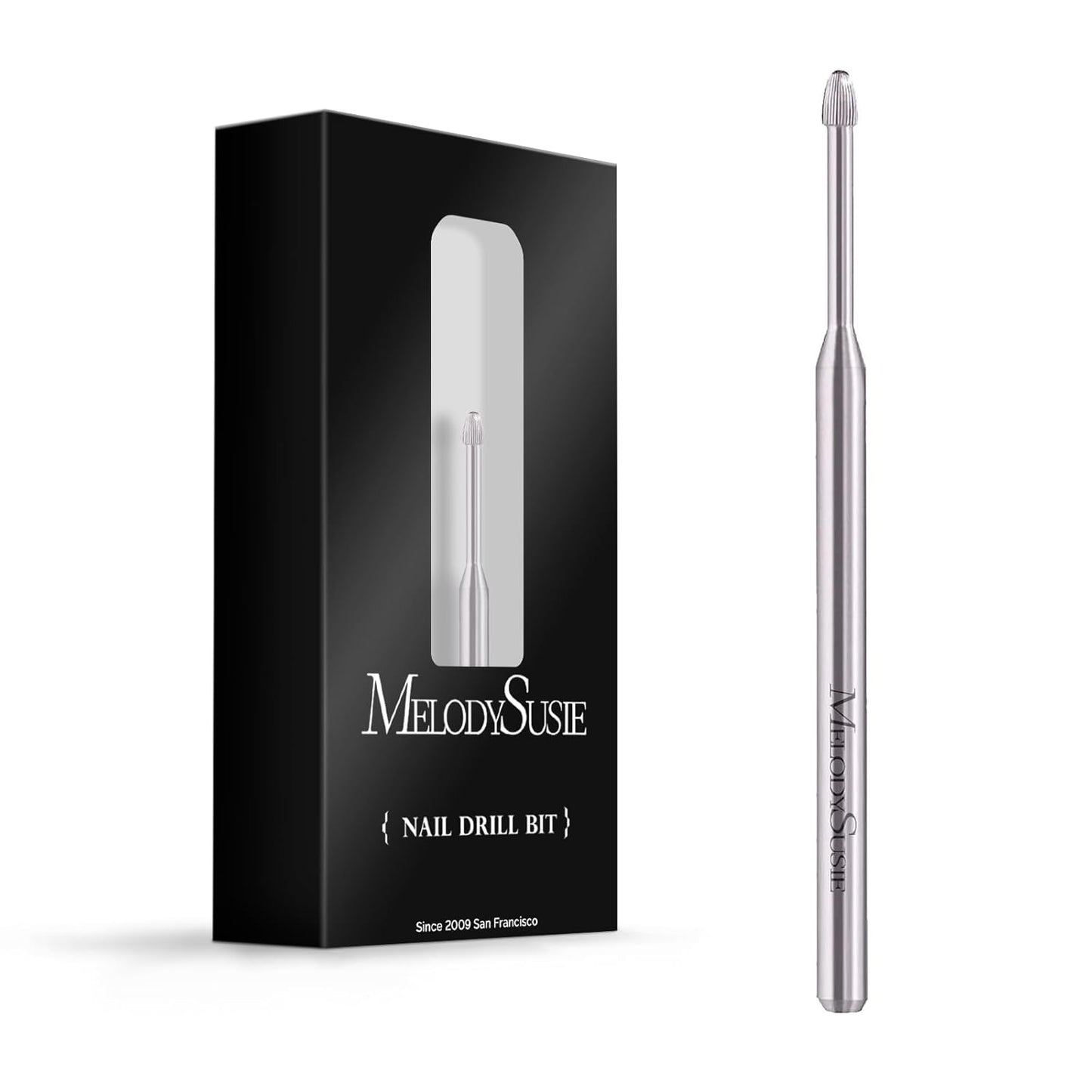 MelodySusie Cuticle Clean Nail Drill Bit 3/32'', Professional Safety Carbide Under Nail Cleaner Nail Bit for Cuticle Dead Skin Nail Prepare, Two Way Rotate, Manicure Nail Salon Supply(Silver, Coarse)
