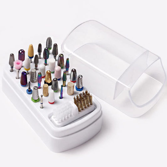 Round Nail Drill Bits Holder with Nail Drill Bits Brush, 3 Nail Drill Bits Stand Displayer Organizer (Not Include Nail Drill Bits)