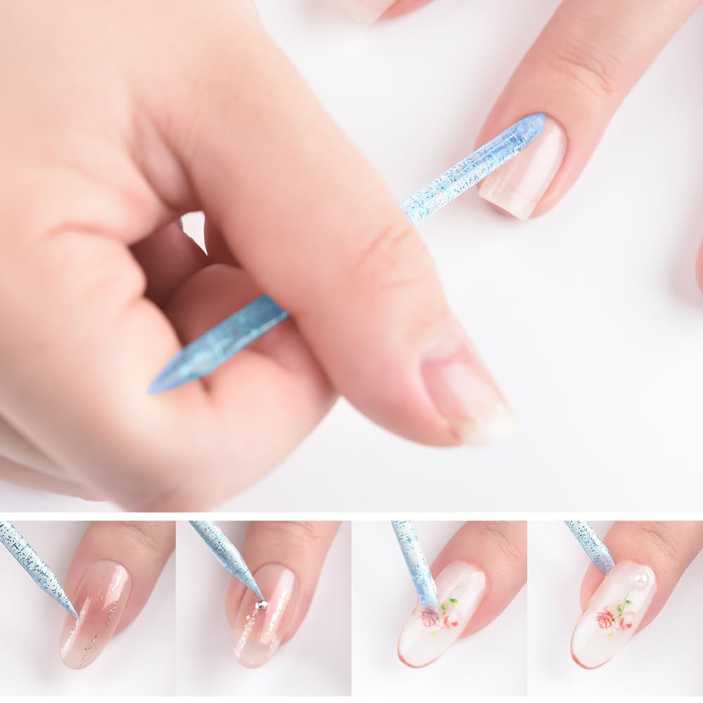Nail Soaking Bowl Set 2PCS Nail Soak Off Bowl with 5PCS Acrylic Sticks Nail Cuticle Pusher Manicure Remover Tool Kit (7, Blue)