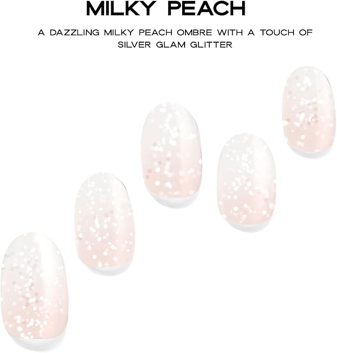 Semi Cured Gel Nail Strips with 30 Pieces - Salon Quality Manicure Kit for Women Easy Application Wraps Includes Prep Pads Nail File Wooden Stick, UV Light Required (Milky Peach)