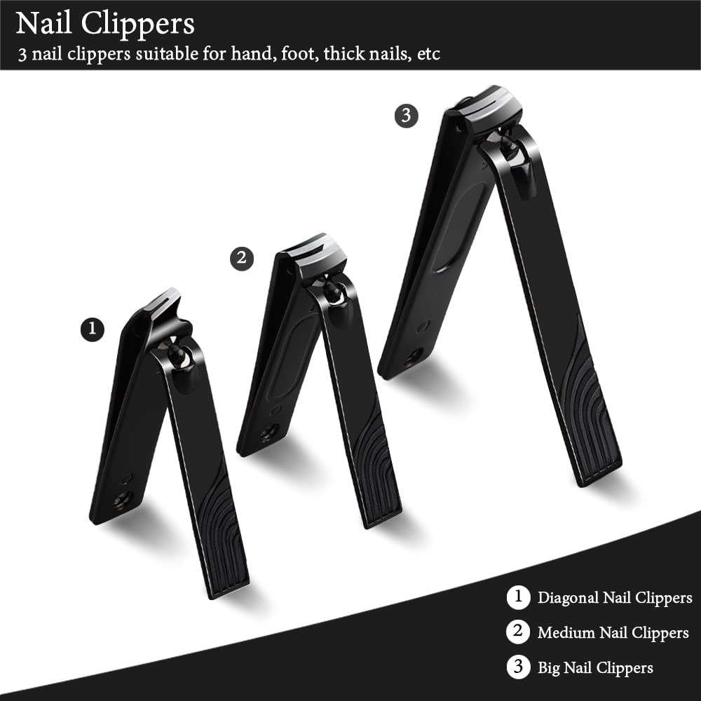 ZIZZON Travel Mini Manicure set Nail Clipper set 10 in 1 Stainless Steel Pedicure Care Grooming kit with Case(Black/Red)