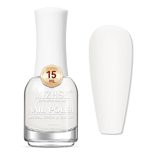 MIZHSE White Nail Polish Matte, 15ML Large Capacity Quick Dry Nail Lacquer for Nail Art Varnish, Mist Effect Matte Finish Velvet Nail Polish for Women Girl Nail Art DIY Home. 0.53 fl oz