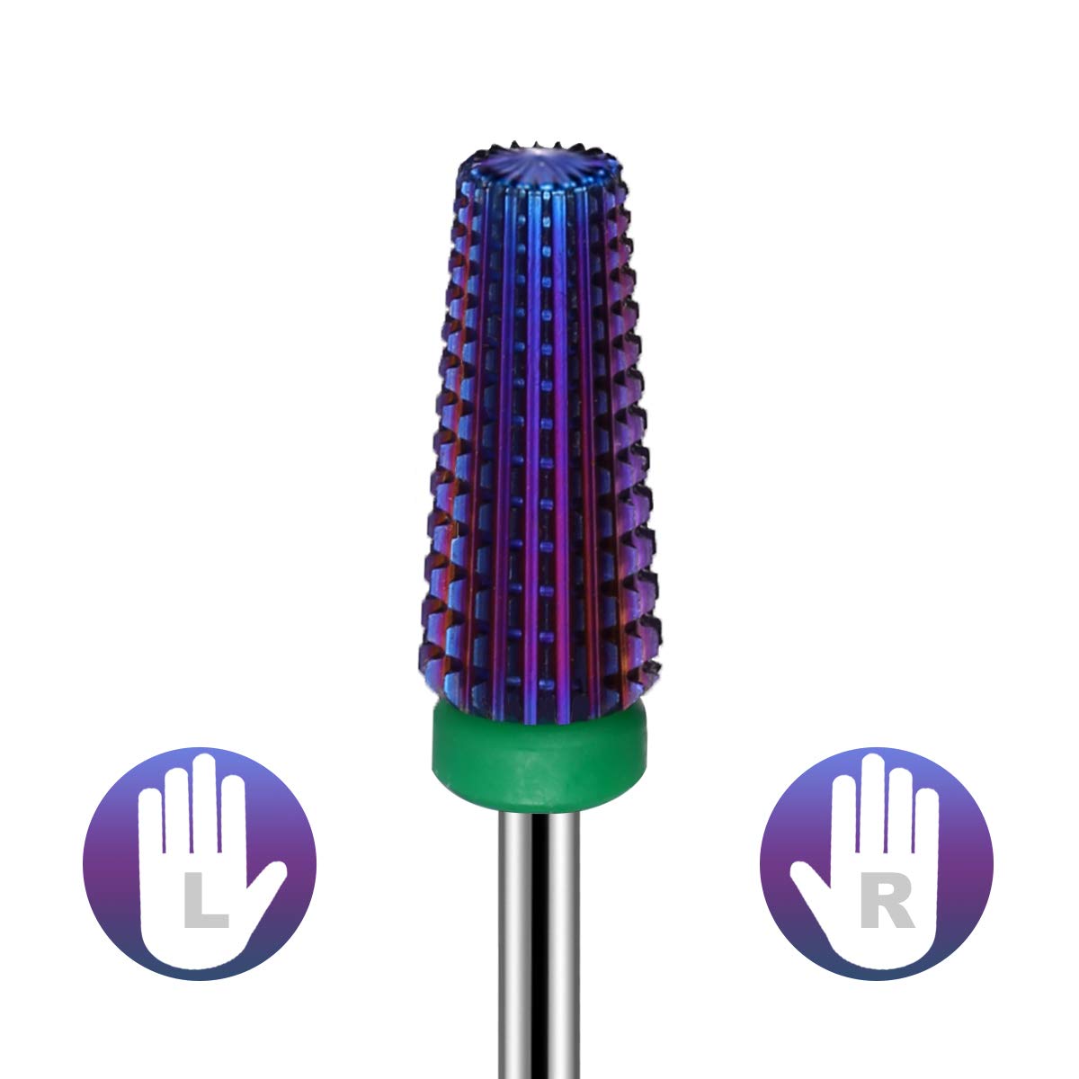 Lavinda 5 in 1 Coarse Grit Nail Drill Bit Heavy Duty Carbide Tungsten for Fast Acrylic Gel Removal Left Right Hand Use Pro Nail Tech Tool 3/32" (Coarse, Purple)