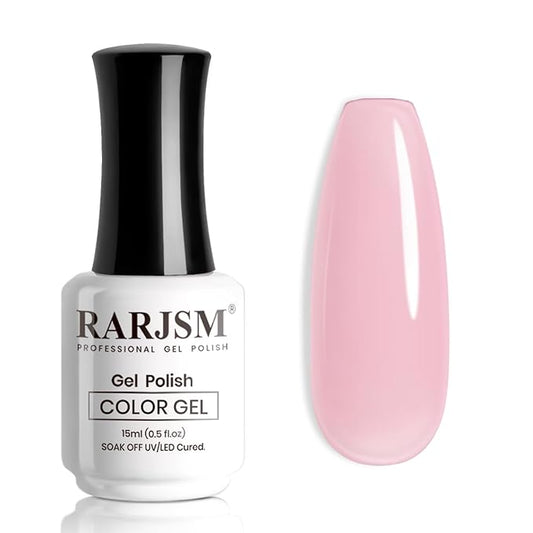 RARJSM Nude Gel Nail Polish Pale Purple Pink Sheer Neutral Skin Tone Color Ice Jelly Pink Gel Polish Transparent Nail GelPolish Soak off UV LED Cured for Home Salon DIY Manicure 15ml Single Bottle