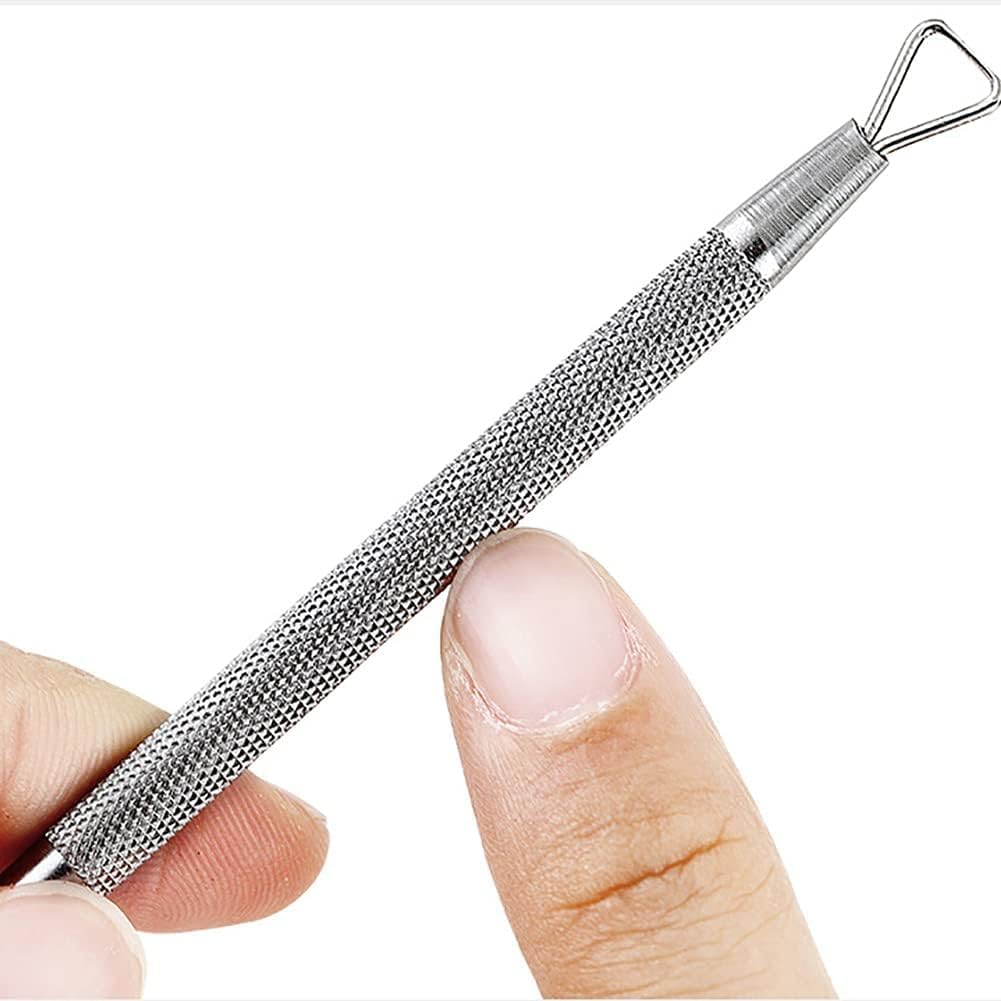 2PCS Silver Stainless Steel Cuticle Pushers – Triangle Cuticle Peeler & Scraper – Nail Art Gel Polish Remover Tools for Manicure & Pedicure, Fingernail & Toenail Care