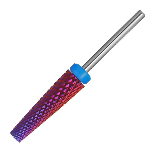 Super Long 5 in 1 Nail Drill Bits, Professional 3/32'' Carbide Tungsten Two Way Rotary Nail Cleaner Nail Bits, Suitable for Manicure Pedicure Cuticle Gel Polishing Acrylic Nails (Purple, Medium-M)