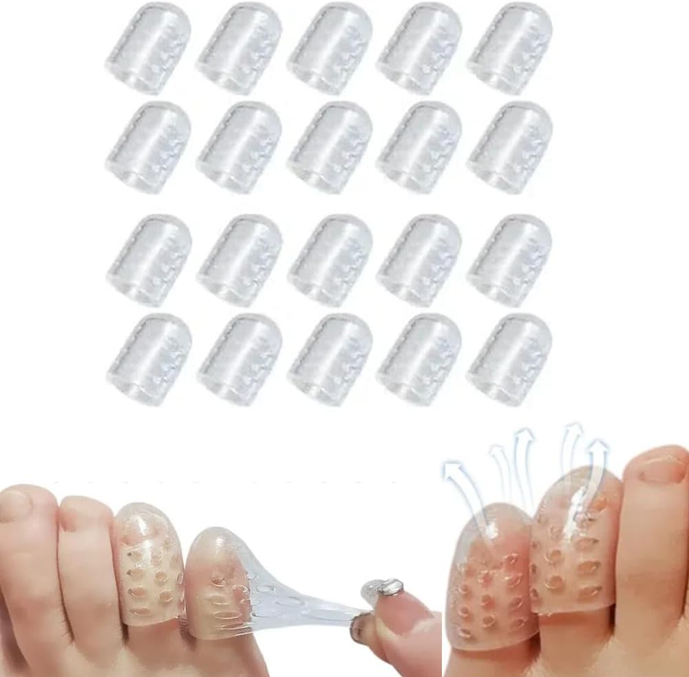 Silicone Anti-Friction Toe Protector, Gel Toe Protectors Breathable Toe Covers, Silicone Little Toe Sleeves Gel Toe Protectors Women with Airflow Orifice Breathable Toe Separators (20pcs)