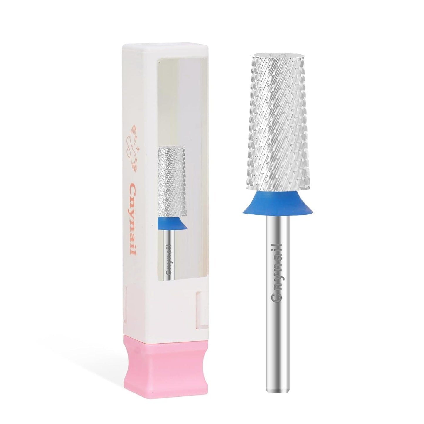 3/32" Large Tapered Barrel Flat Bit Tungsten Carbide Nail Drill Bit Safety Bit for Gel & Acrylic Removal, 2- Way Rotating Efile Tip, Salon Electric File Accessory (M Girt, Silver)