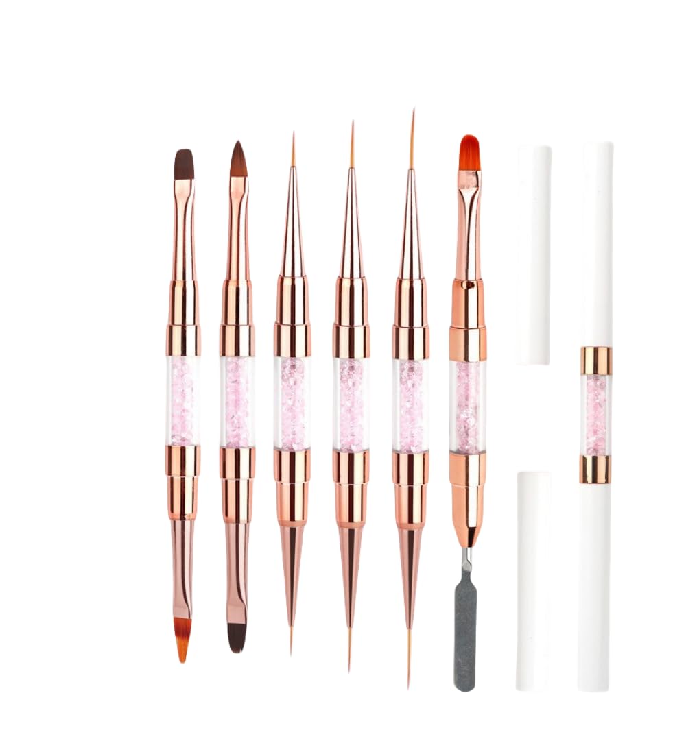 6pcs Double-Ended Nail Art Brushes Set - Professional Nail Design Tools for Acrylic & Gel Nails Gel Polish Art Nail Nail Dotting Brush Pen nail liner brush nail stamping kit