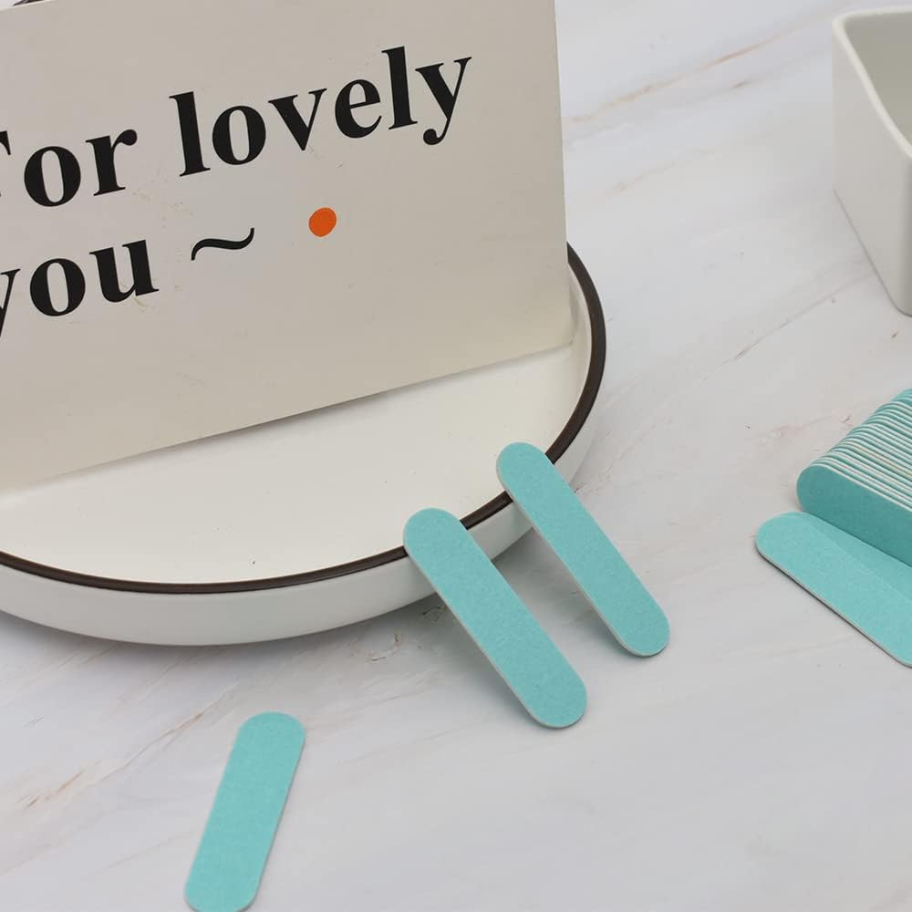 300 Pack Mini Nail File Bulk(180/240 Grit), Disposable Nail Files Double Sided Emery Boards Home or Professional Manicure Tools(Light Blue)