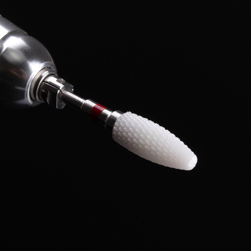 MZCMSL Fine Ceramic Cone Nail Bit, Portable Electric Manicure Drill for Acrylic White Head, 6 x 14.5 mm