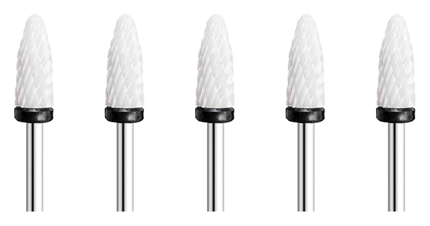 WWJN 5Pc Ceramic Nail Art Drill Bits Rotary Cutter Clean Apparatus for Manicure Nail Milling Machine Accessories Removal Nail Gel Tool