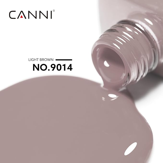 CANNI Light Brown Gel Nail Polish, 1Pcs Nude Grey Gel Polish Color High Gloss Soak Off U V Nail Manicure Salon DIY
